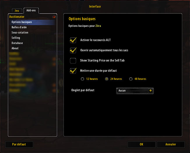 Options basiques